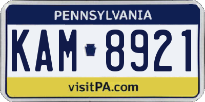 PA license plate KAM8921