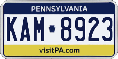 PA license plate KAM8923