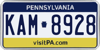 PA license plate KAM8928