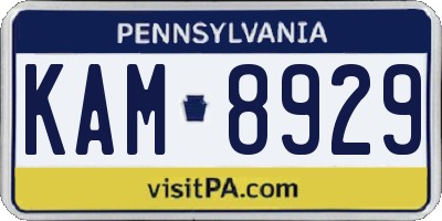 PA license plate KAM8929