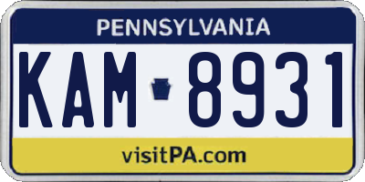 PA license plate KAM8931