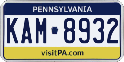 PA license plate KAM8932