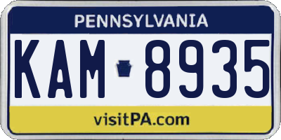 PA license plate KAM8935