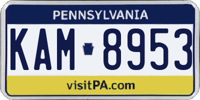 PA license plate KAM8953