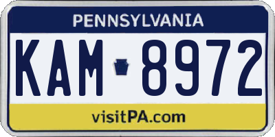 PA license plate KAM8972