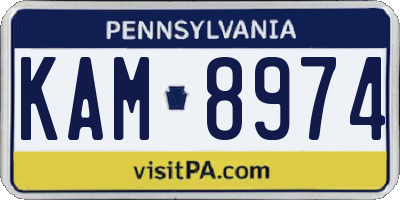 PA license plate KAM8974