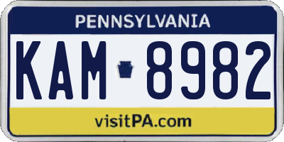 PA license plate KAM8982