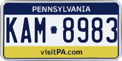 PA license plate KAM8983