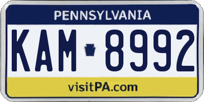 PA license plate KAM8992