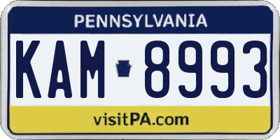 PA license plate KAM8993