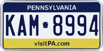 PA license plate KAM8994