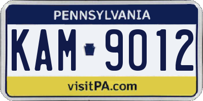 PA license plate KAM9012