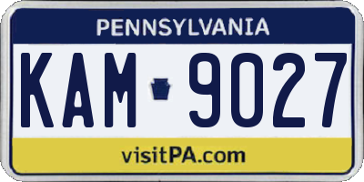 PA license plate KAM9027