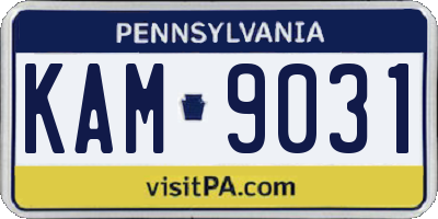 PA license plate KAM9031