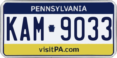 PA license plate KAM9033