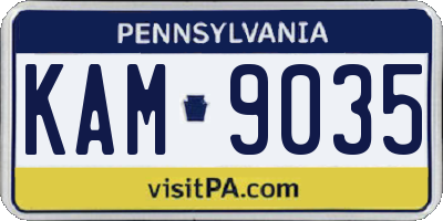 PA license plate KAM9035