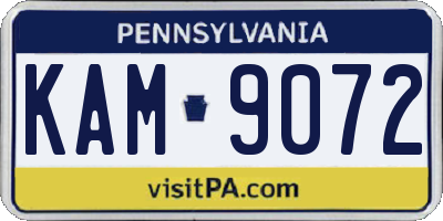 PA license plate KAM9072