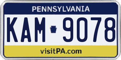 PA license plate KAM9078