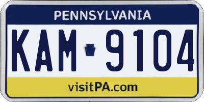 PA license plate KAM9104