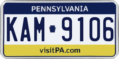 PA license plate KAM9106