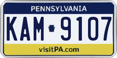 PA license plate KAM9107