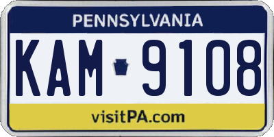 PA license plate KAM9108