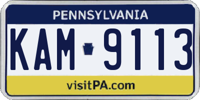 PA license plate KAM9113