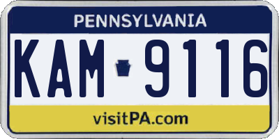 PA license plate KAM9116