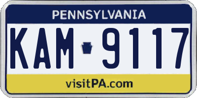 PA license plate KAM9117