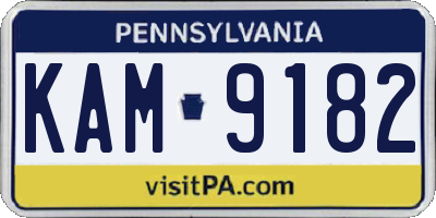 PA license plate KAM9182