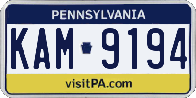 PA license plate KAM9194