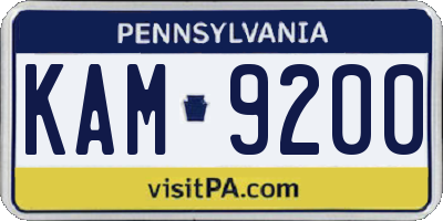 PA license plate KAM9200
