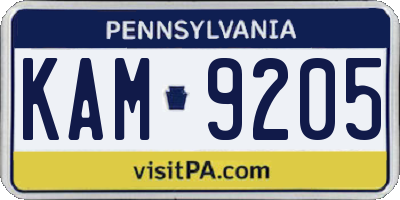 PA license plate KAM9205