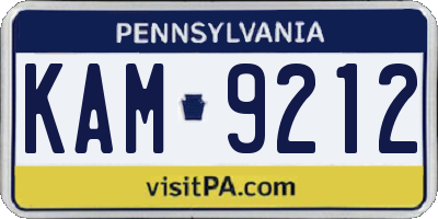 PA license plate KAM9212