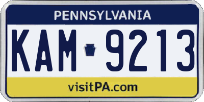 PA license plate KAM9213