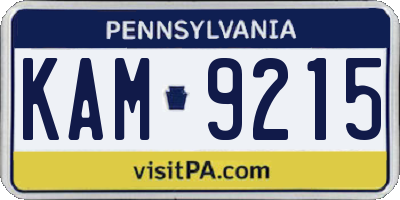 PA license plate KAM9215