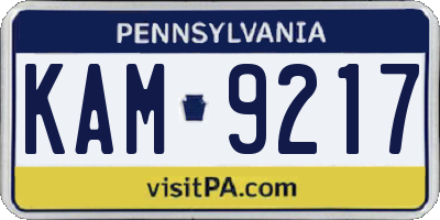 PA license plate KAM9217