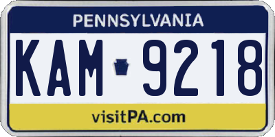 PA license plate KAM9218