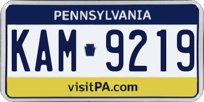 PA license plate KAM9219