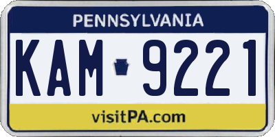 PA license plate KAM9221