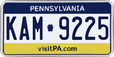 PA license plate KAM9225