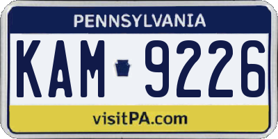 PA license plate KAM9226