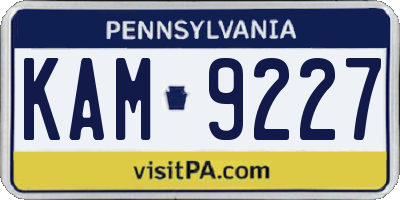 PA license plate KAM9227