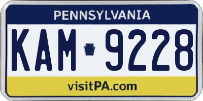PA license plate KAM9228