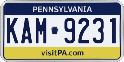 PA license plate KAM9231