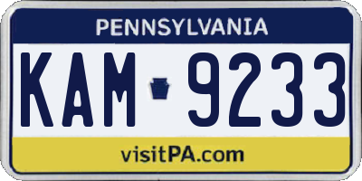 PA license plate KAM9233