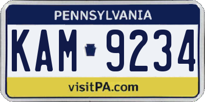PA license plate KAM9234