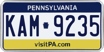 PA license plate KAM9235