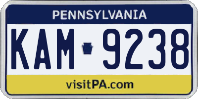 PA license plate KAM9238