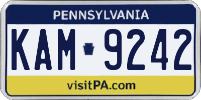 PA license plate KAM9242